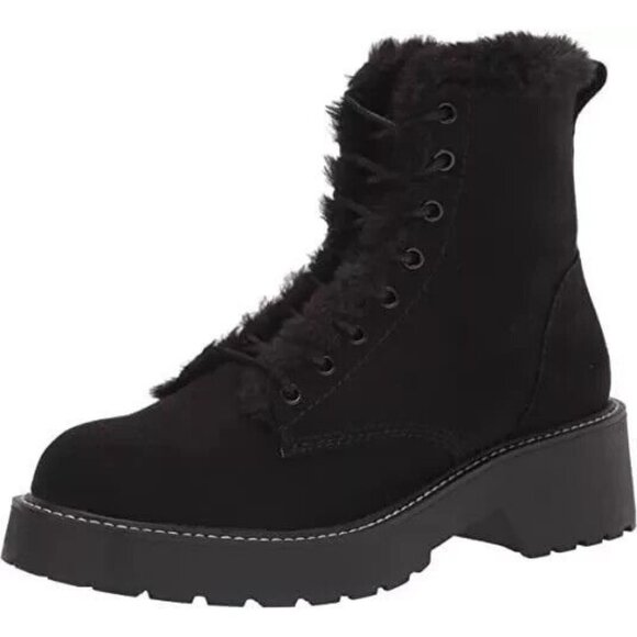 Madden Girl Women's Carra Chunky Block Heel Boot Faux Fur Lined Black Size 8.5 - Picture 7 of 8